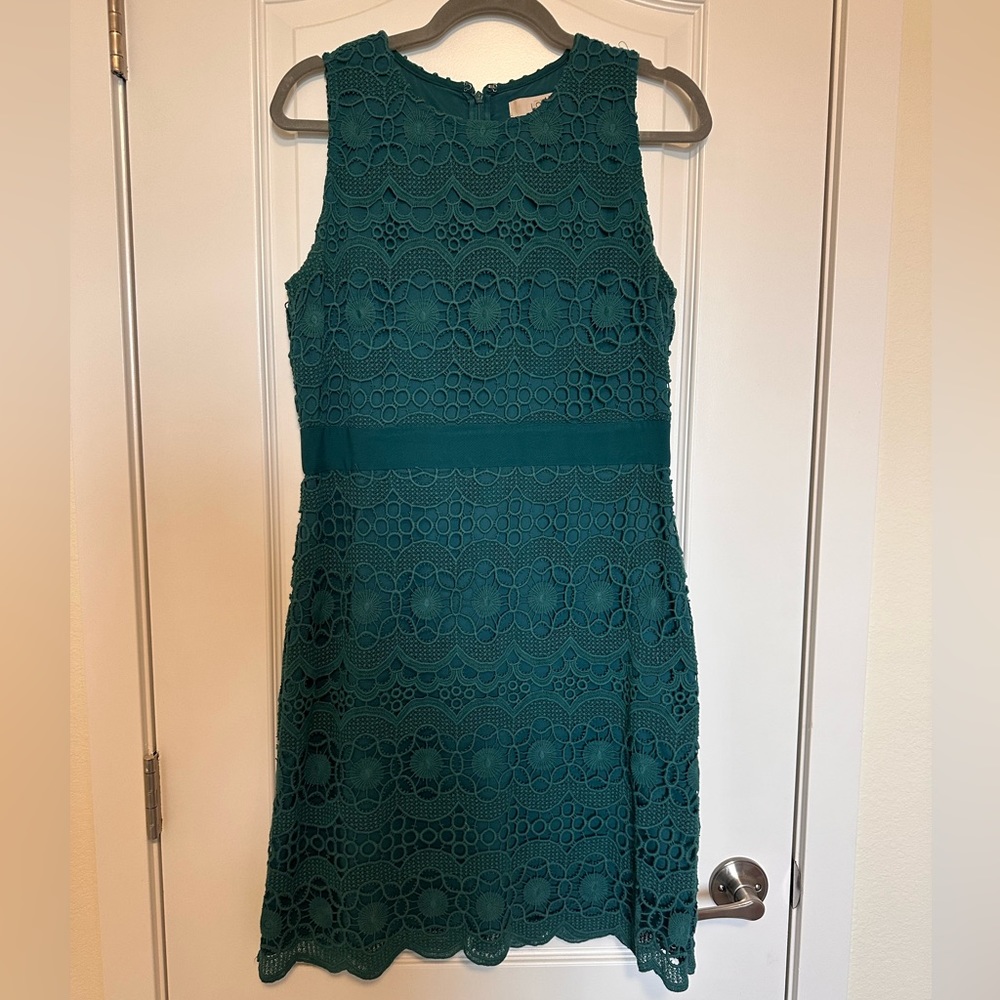 LOFT teal green eyelet tank dress